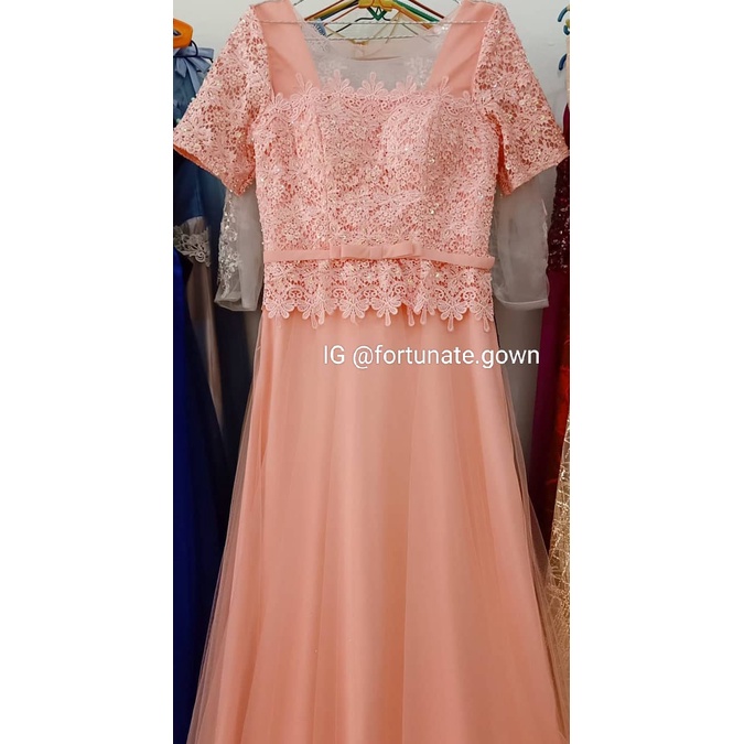 Maxi dress gaun pesta wanita lengan pendek