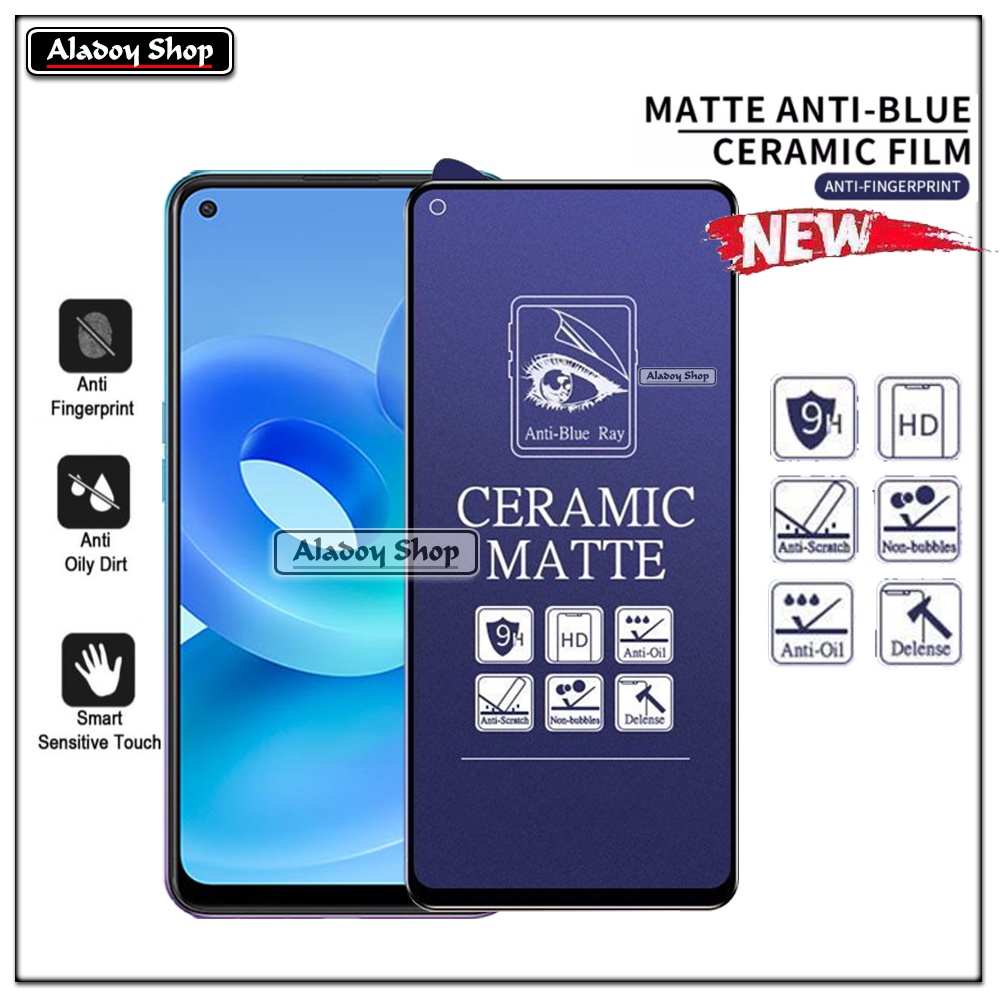 PAKET 3IN1 Anti Gores Blue Matte Anti Glare Oppo A95 5G/A94/F19 Pro + Tempered Glass Camera dan Skin Carbon