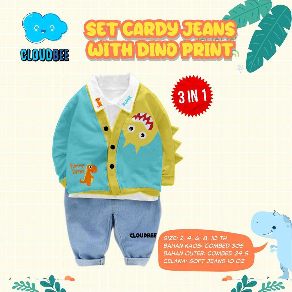 SET CARDY JEANS WITH DINO PRINT