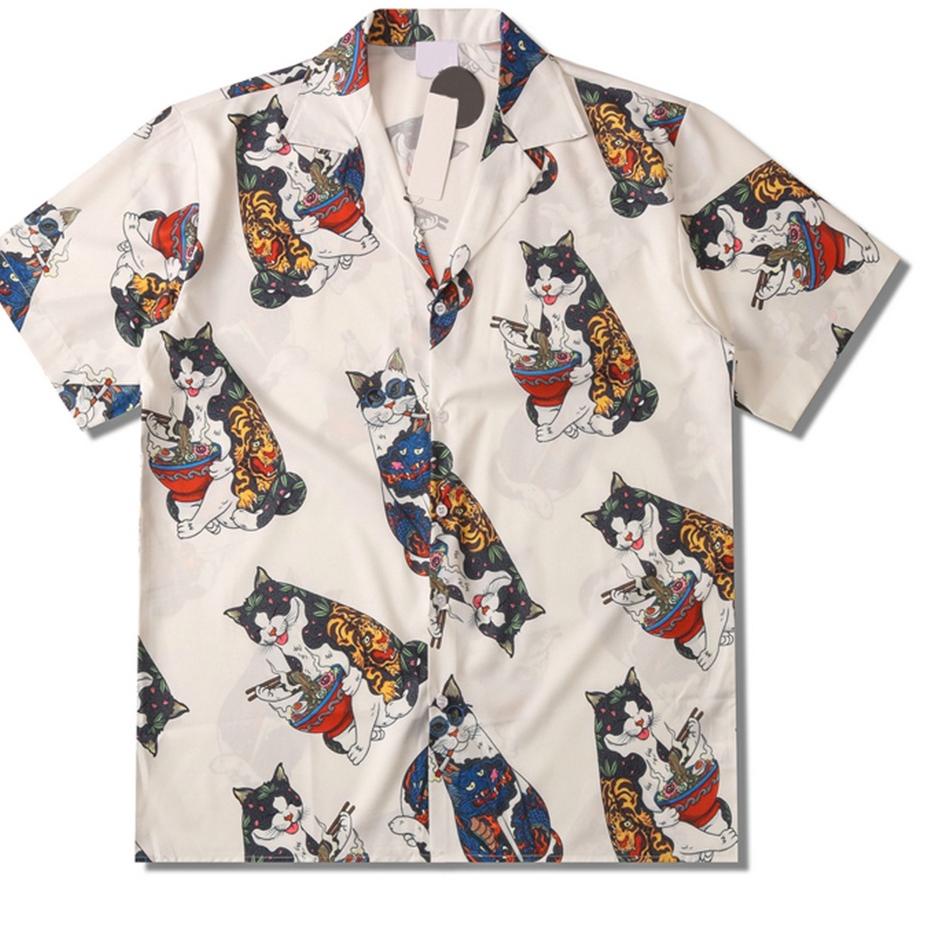 Terbaik Dark Icon Harajuku Cat Polo Shirt Men 2021 Summer Men's Hawaiian Shirt Man Blouse