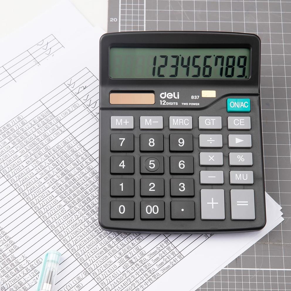 

☊Best Produk✬☊ AAFZW Deli Kalkulator Double Power, Layar LCD Kualitas Tinggi, Keyboard Karet, Garansi 3 Tahun W837 45 Terkini