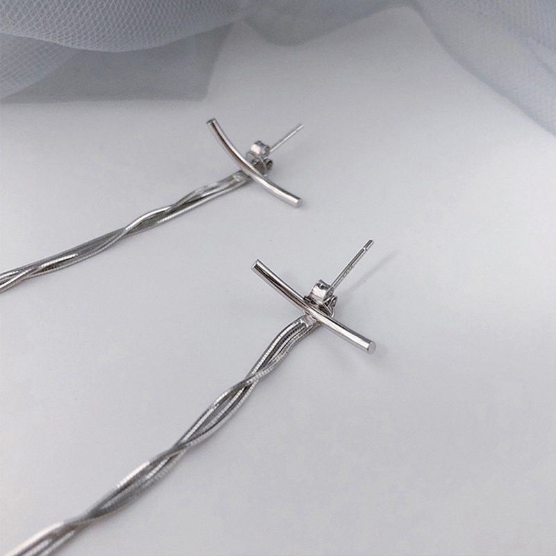 Cegah Alergi925Anting Anting Tusuk Panjang Rumbai Sterling Silver Untuk Wanita Perhiasan Natal Hadiah Pesta Pernikahan