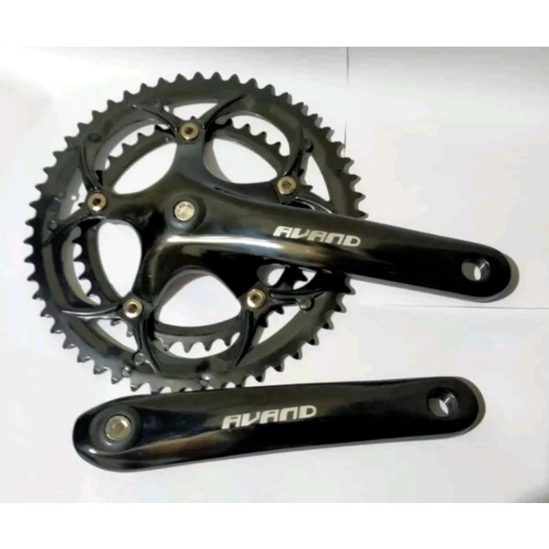 Avand Crank Sepeda Roadbike Balap Road Bike Double Merk Avand 53t 39t Hitam 52t 42t Silver 53 39 T &amp; 52 42 T Gir Tengah Rotel