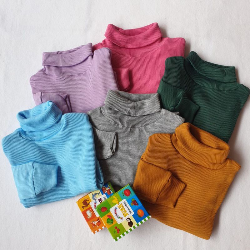 Baju Atasan Anak Turtle Neck Ruffle Knit Tee | Baju Pakaian Kaos Anak Turtle Neck Bahan Rib Knit Halus Dan Lembut | Pakaian Anak Cowok Dan Cewek