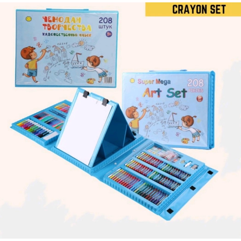 Crayon Art Set 208 Pcs /150 Pcs Lengkap Alat Mewarnai Alat Tulis Krayon Pensil-Crayon Set Alat Menggambar Stationery Melukis Anak-anak Spidol Crayon Cat Air Pensil Art Set 208 Pcs / 150pcs Paints Kids Children Painting Drawing Tools Set