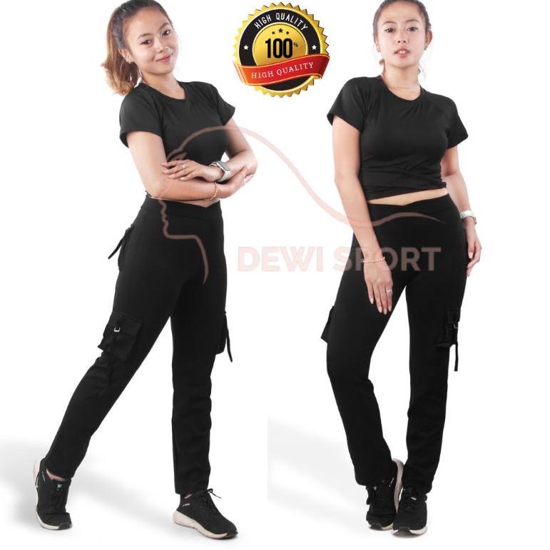 X8A5 Celana Cargo Senam Katun Super Wanita / Celana Cargo joging  Wanita