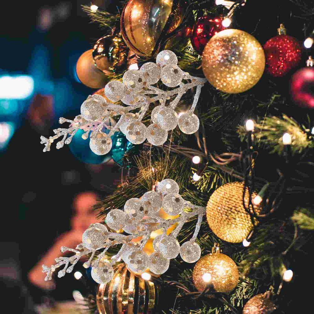[Elegan] Bunga Buatan Pohon Cabang Xmas Tree Dekorasi Rumah Snowflake Untuk Natal Dengan Tangkai Karangan Bunga Glitter