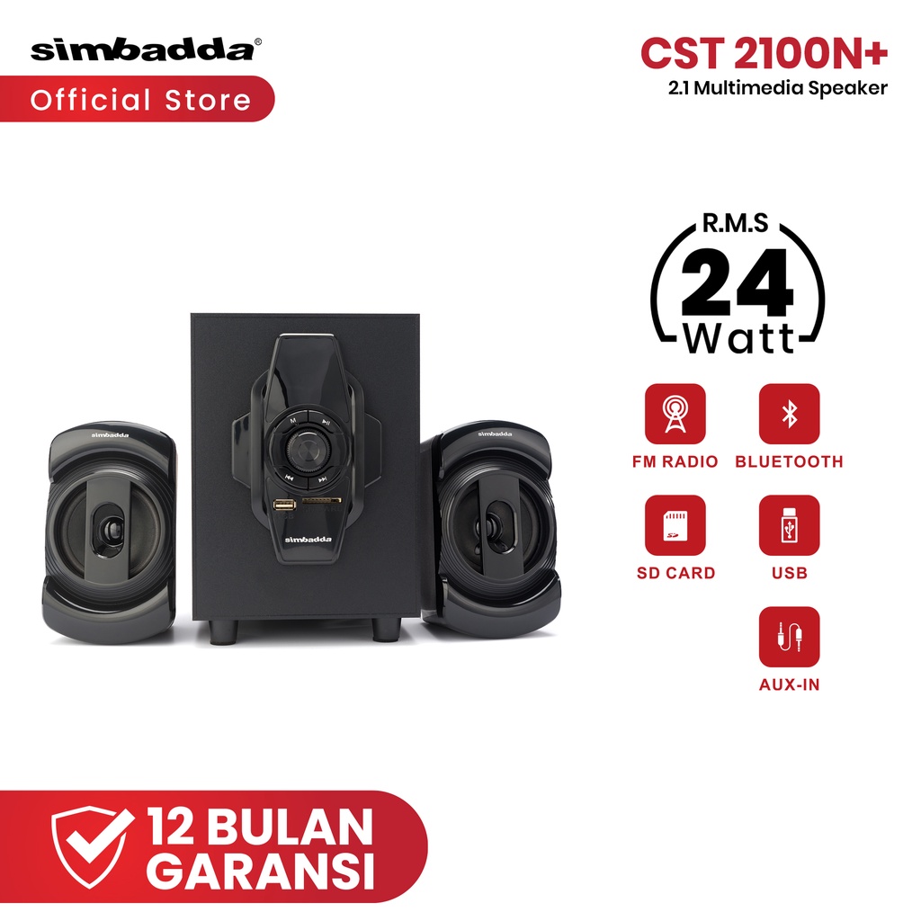 Speaker Bluetooth Simbadda CST 2100N+ - Woofer 4 Inci, Hitam