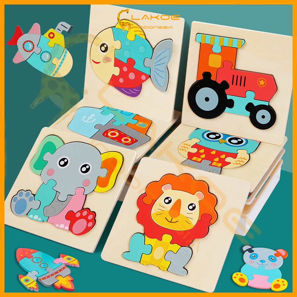 Mainan edukasi puzzle kayu anak 3D wooden toys puzle kayu