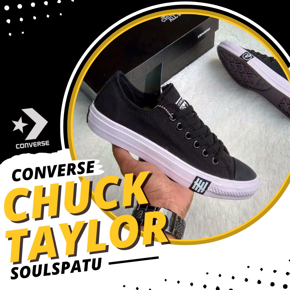 Sepatu Sneakers Kualitas Ori Pria Wanita Converse All Star Chuck Taylor Undefeated Warna Hitam
