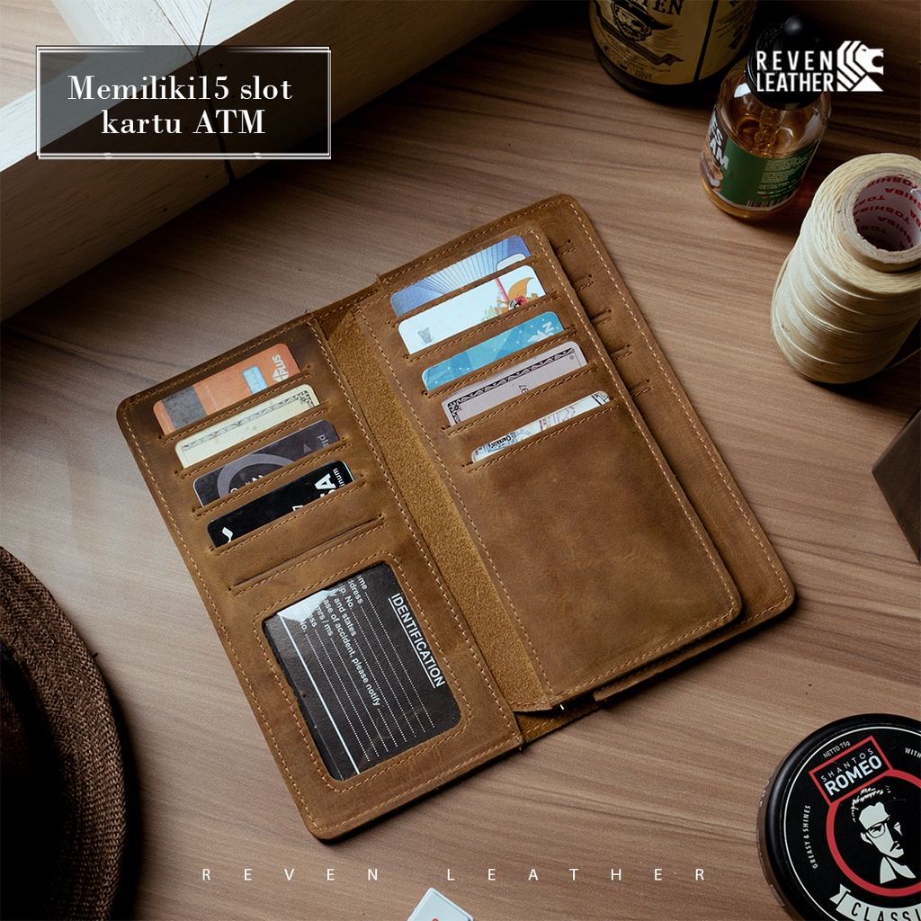 Dompet Kulit Sapi Asli Model Panjang GAVIN WALLET Fashion Pria Cowok Kekinian 100% Original Leather Wallet Crazy Horse Type by Crown Leather CrownLeather Store