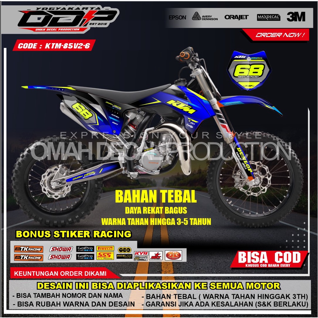 DECAL KTM 250 FULL BODY DEKAL BODY SET KTM 85 2013 - 2016 EXC 2020 NEW STICKER MOTOR KTM85 NEW STIKE