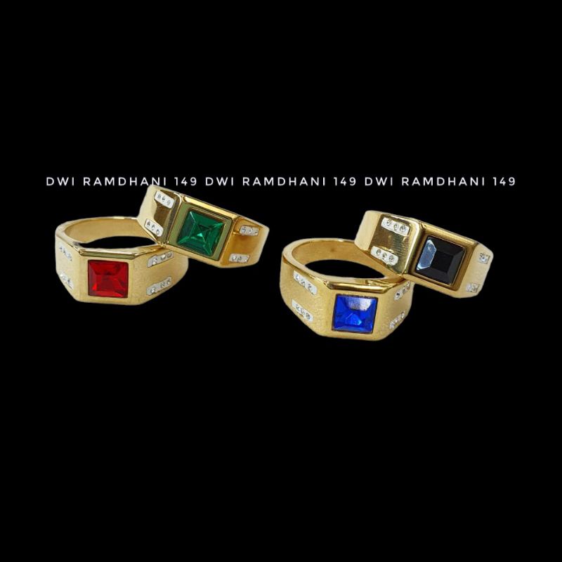 Cincin Titanium Pria wanita Elegan Batu permata