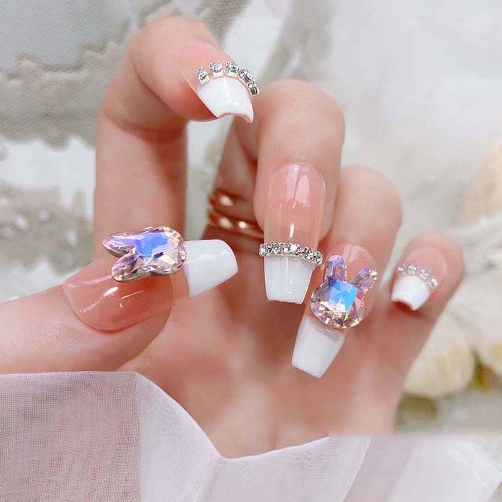 AUGUSTINA Agustina Kelinci Nail Art Rhinestones Wanita Jepang Mewah Manikur Aksesoris Hiasan Kuku 3D Perhiasan Kuku