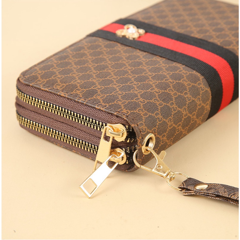 Dompet Panjang Wanita Zipper Motif Korea Fashion Stylish Simple Dompet Clutch Cewek 2 Resleting PU Satu7an D101