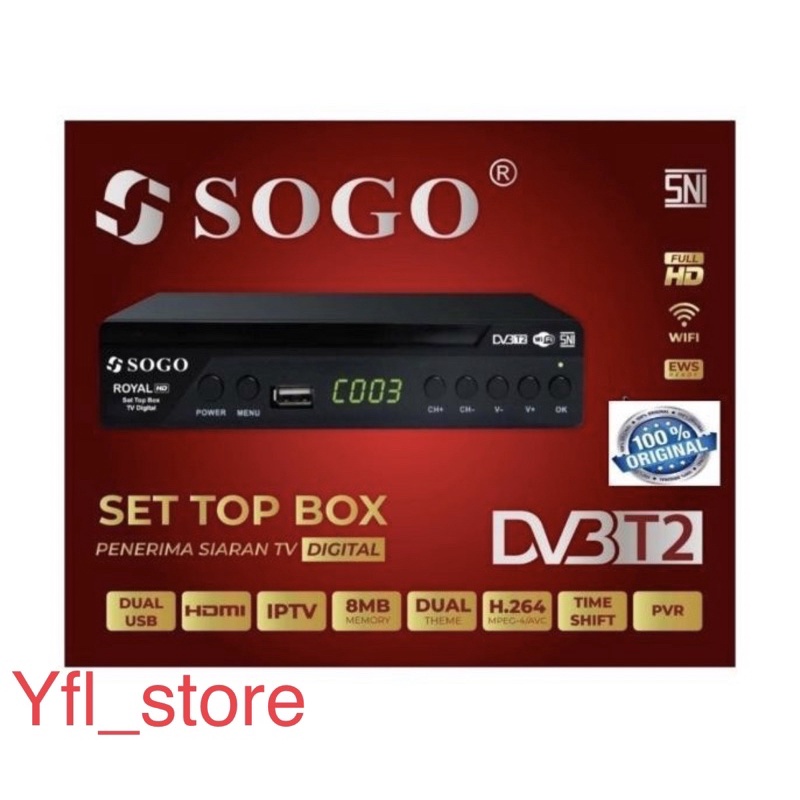 Set Top Box DVB-T2 Sogo Royal Receiver Penerima Siaran TV Digital HD STB Bisa Wifi Youtube Tiktok Digital TV