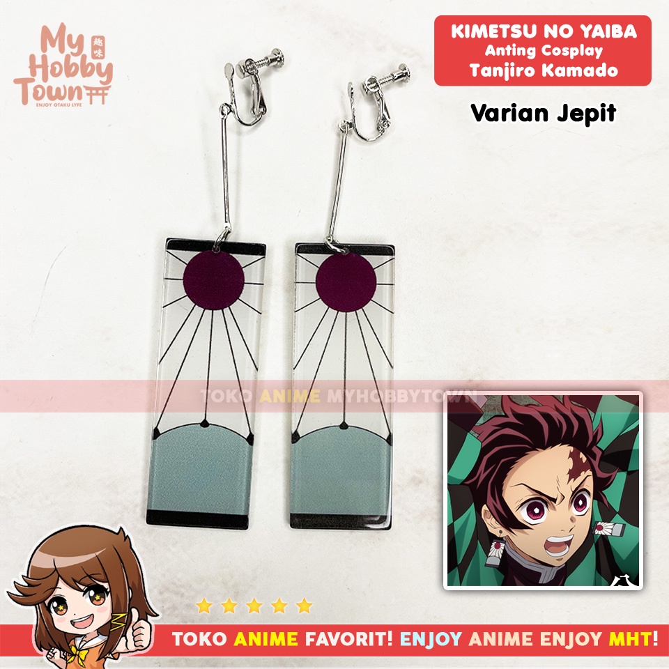 Anting Kamado Tanjiro Hanefuda Kimetsu no Yaiba Demon Slayer Cosplay