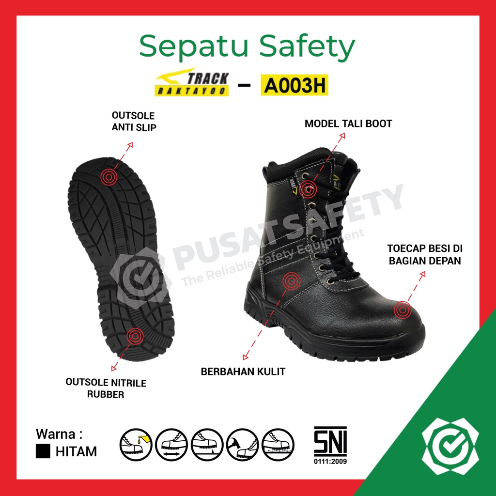 Sepatu Safety Kerja Boot Tali Track Raktayoo A003H