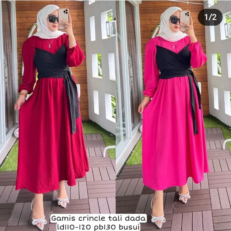 Lesti Gamis Crinkle Premium Ld 110 // Gamis Lesti Terbaru Viral // Gamis Bisa Cod Lesti // Lesti Gamis Viral Kekinian // Gamis Crinkle Air Flow Premium // By WickyCollection