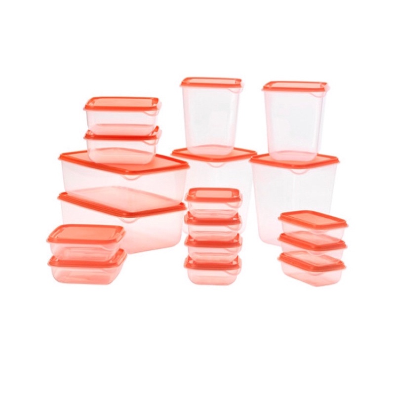 SET ISI 17 pcs Food Container Toples Penyimpanan Makanan - hijau/oranye