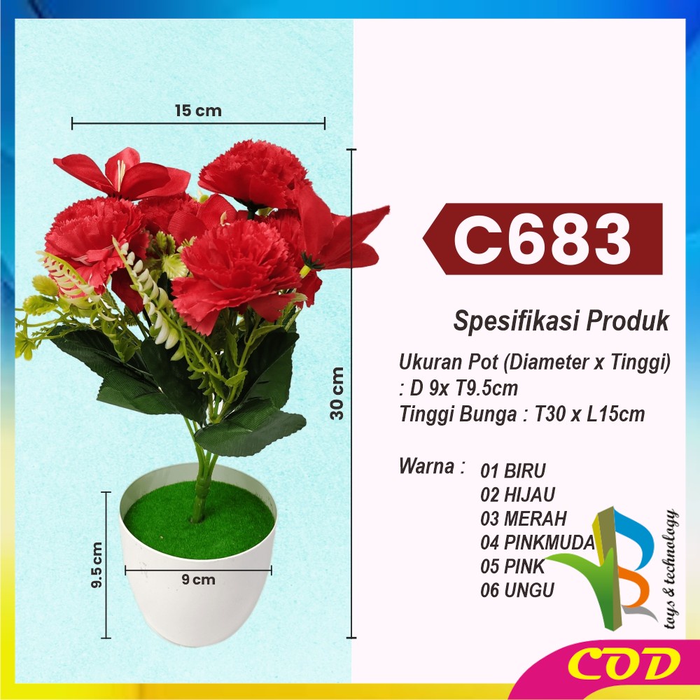 RB-C682 C684 Pot Tanaman Bunga Lily Artificial Dekorasi Rumah / Tanaman Hias Plastik Pot Bunga Hias Bunga Artifisial Dekorasi