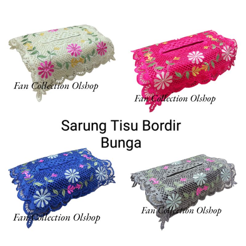 Sarung Tisu Bordir Cover Tisu Bordir Bunga Mewah Full Bordir Renda Impor