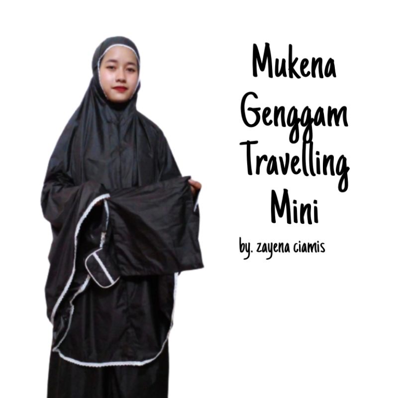 Mukena Genggam Mukenah Travelling Traveling Mini Polos Bahan Silky Milky