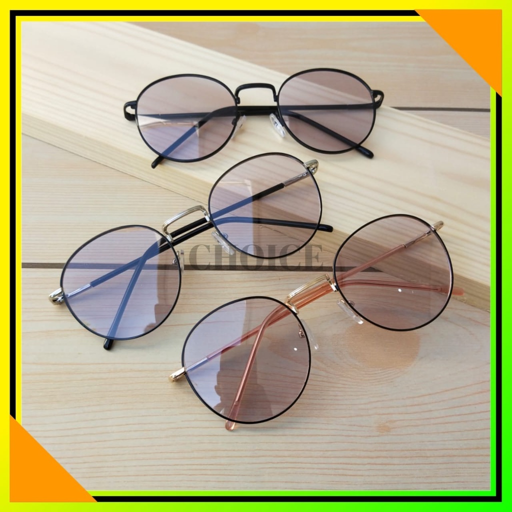 KACAMATA PHOTOCROMIC FRAME OPTIK FASHION VINTAGE OVAL BLUERAY ANTI RADIASI WANITA PRIA