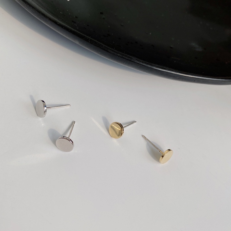 Kami Bunga Minimalis S925 Perak Emas Geometris Bulat Stud Anting Untuk Wanita Pria Hypoallergenic Kecil Disc Earring Pick Gratis Telinga Perhiasan