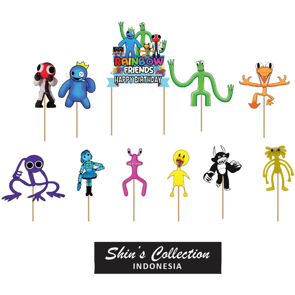 Cake topper Rainbow Friends set isi 11 pcs