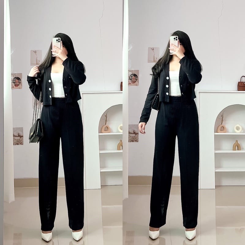 O2 Fashion / Set casey 2in1 / bisa cod stelan bahan knit halus dan adem model terbaru