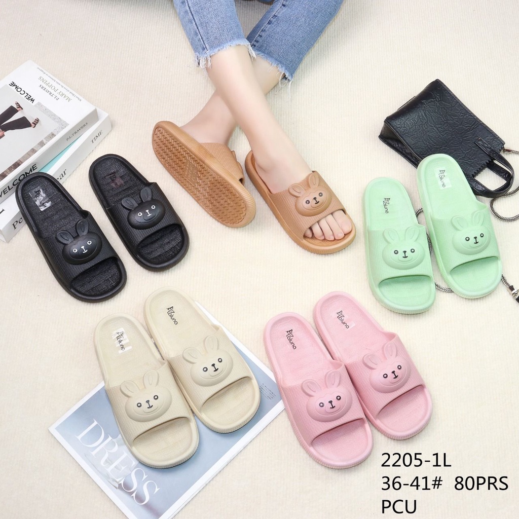 Sandal Slop Jelly Karet PCU empuk motif Kelinci Timbul Lucu Import - 2205-1L 36/41