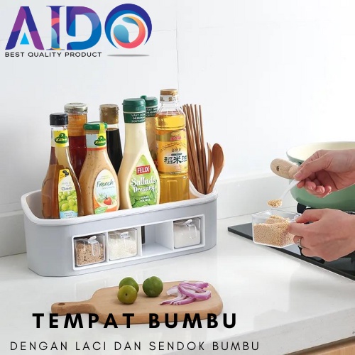 TEMPAT BUMBU DENGAN Kotak Bumbu INCLUDE SENDOK RAK Dapur Serbaguna / Rak Bumbu Dapur Serbaguna Tempat Pisau/Sendok Rak Alat Memasak / Kotak Bumbu Serbaguna / Tempat Bumbu Plastik 4904