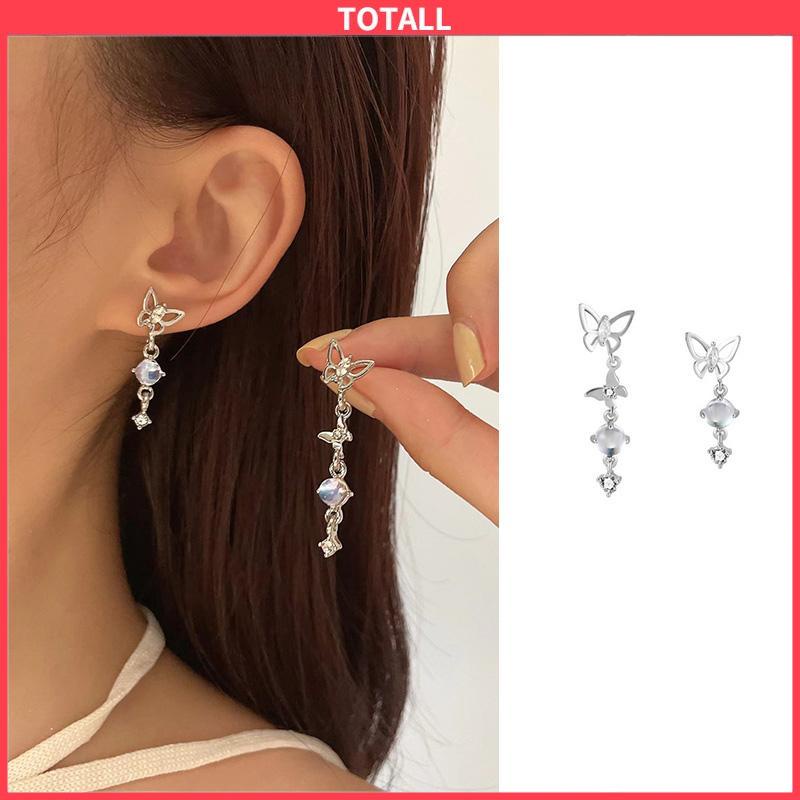 COD S925 Anting Rumbai Kupu-kupu Asimetris Perak Desain Mewah Anting Premium Sense-Totall