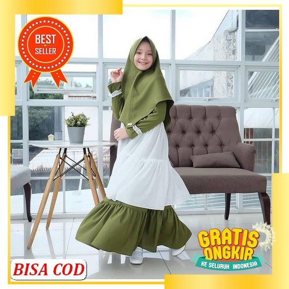 (Cod) Gamis Anak Tanggung Remaja Rompi Pakaian Muslim Baju Murah Premium Original Gamis Anak Terbaru