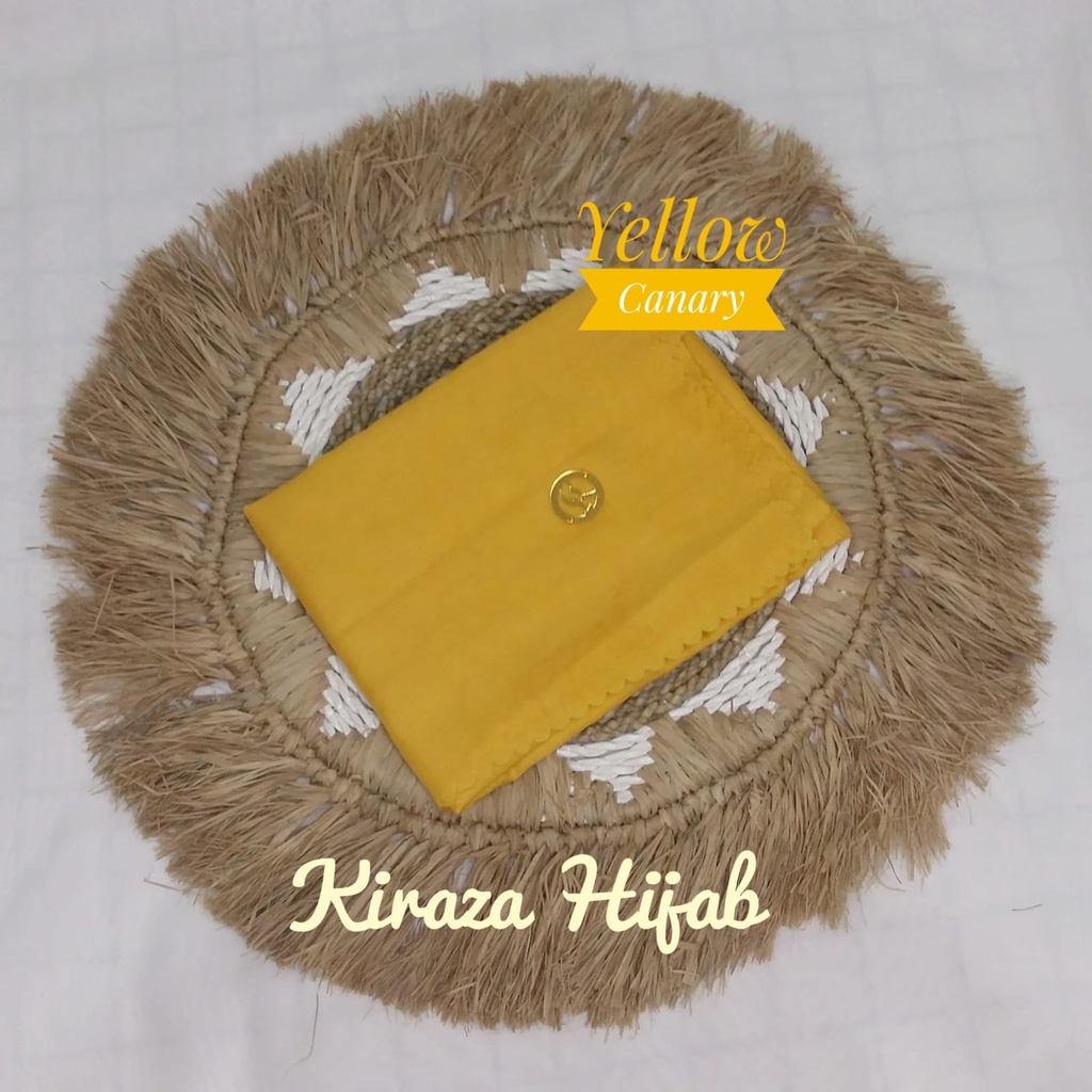 Kiraza Hijab Voal Segiempat Polos Warna Yellow Canari / Kuning kenari