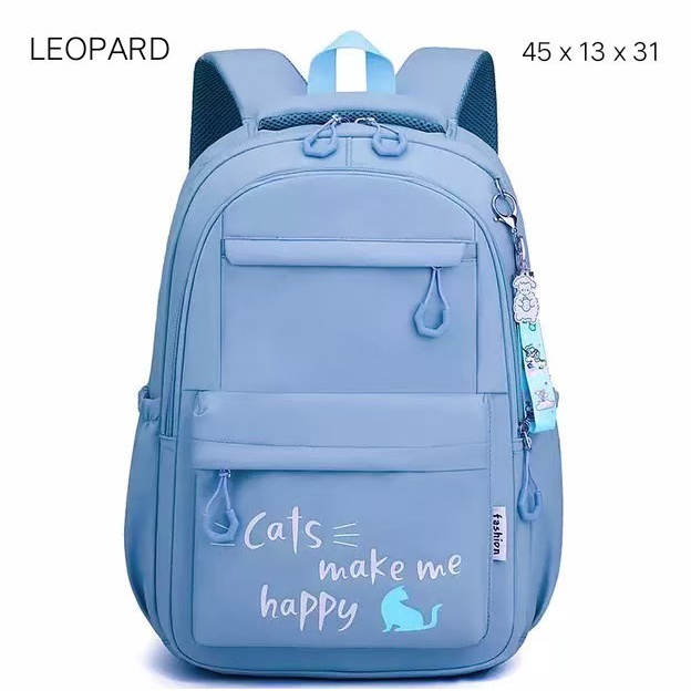 Tas Ransel Anak Sekolah Perempuan Sd Smp Motif Kucing Happy