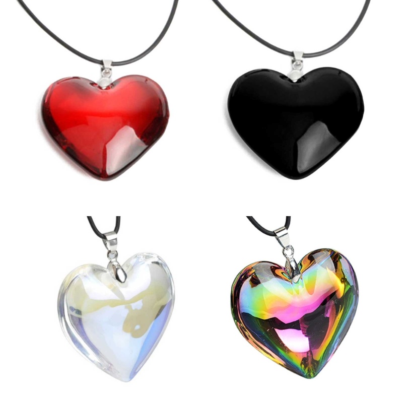 Siy Vintage Berbentuk Hati Liontin Kalung Wanita Pria Perhiasan Retro Heart Necklaces