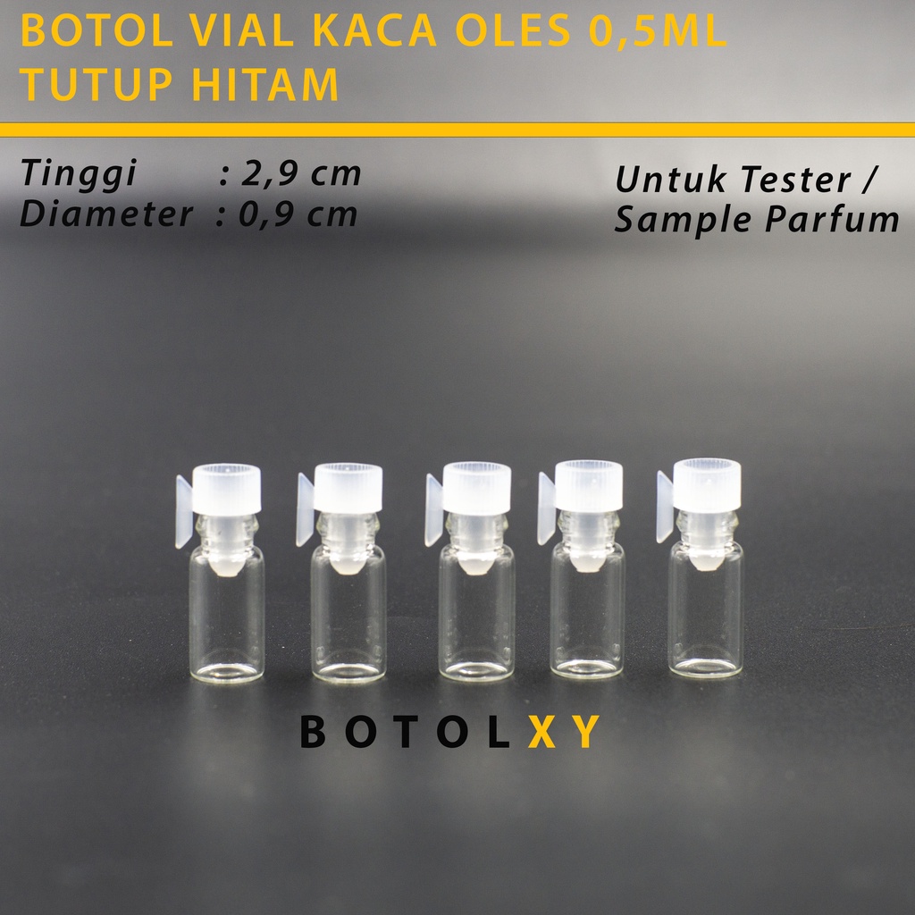 Vial 0,5ml Botol Lidi Tester Sample Parfum Kaca Stik Oles Mini - Putih