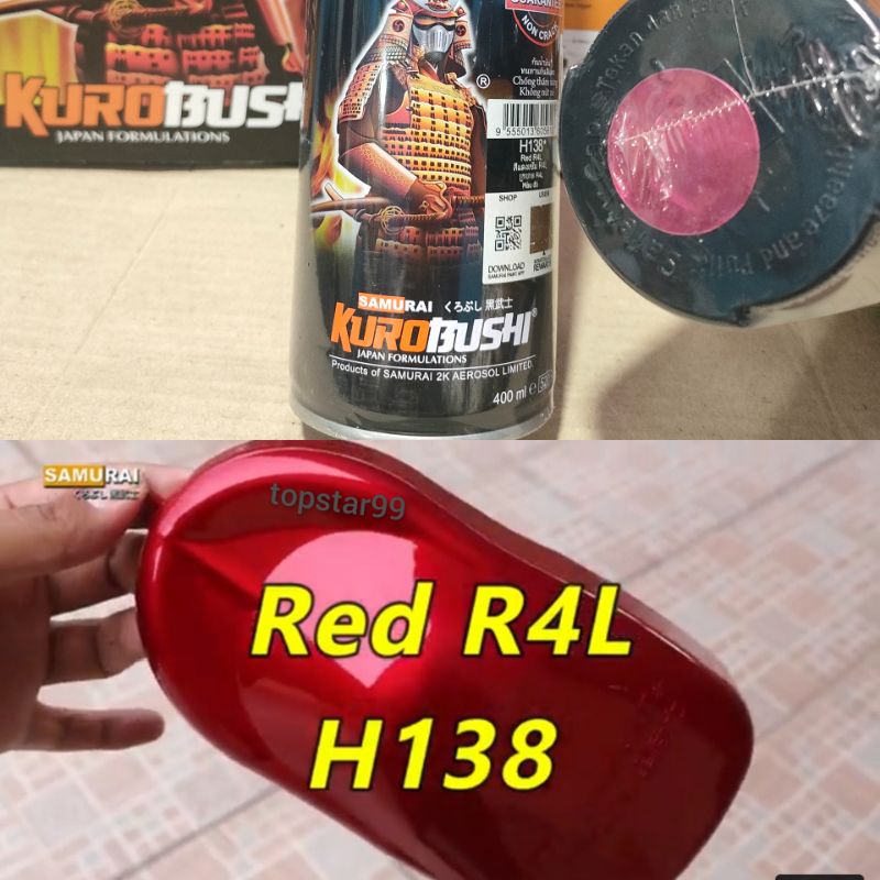 Pilok Pilox Cat Samurai Red R4L H138 Merah 400ml Cat Semprot Samurai Paint Kurobushi Aerosol