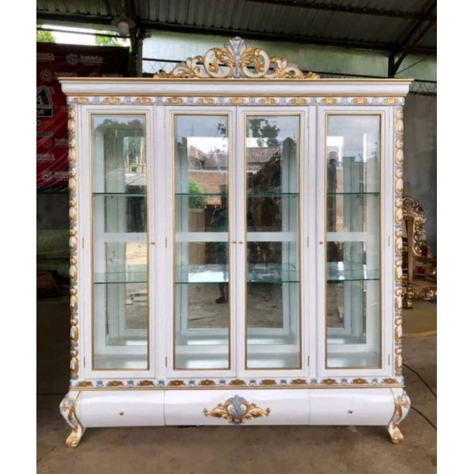 Bufet Pajangan Modern Jati Ukir Jepara