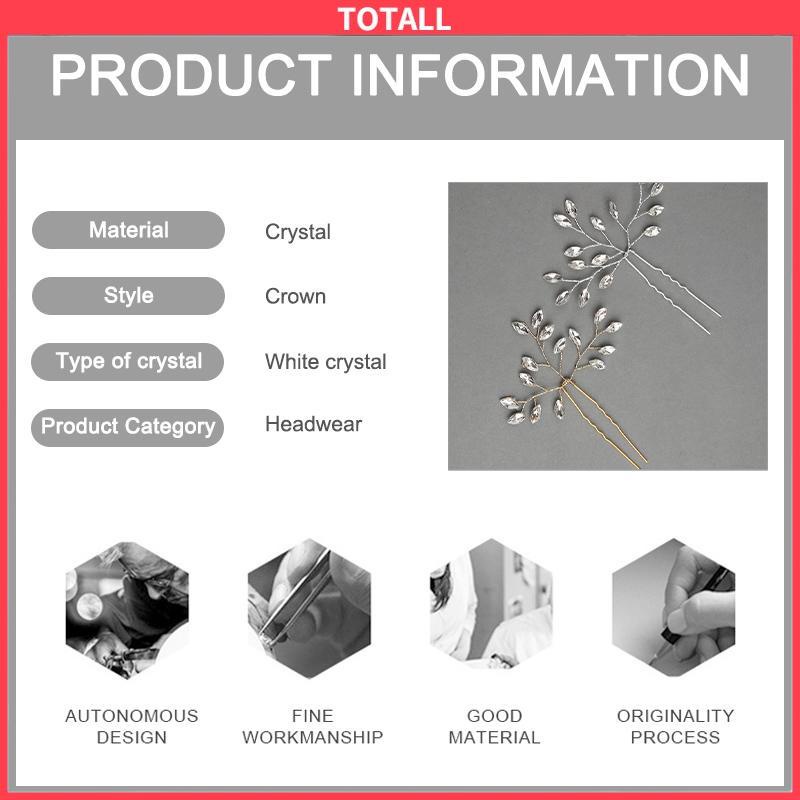 COD Hiasan Kepala Pengantin Wanita Aksesoris Kristal Buatan Tangan Aksesoris Rambut Pernikahan Jepit Rambut-Totall