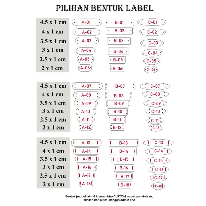 

Label Akrilik Grosir ukuran 4 x 1,5cm minimal 300pcs