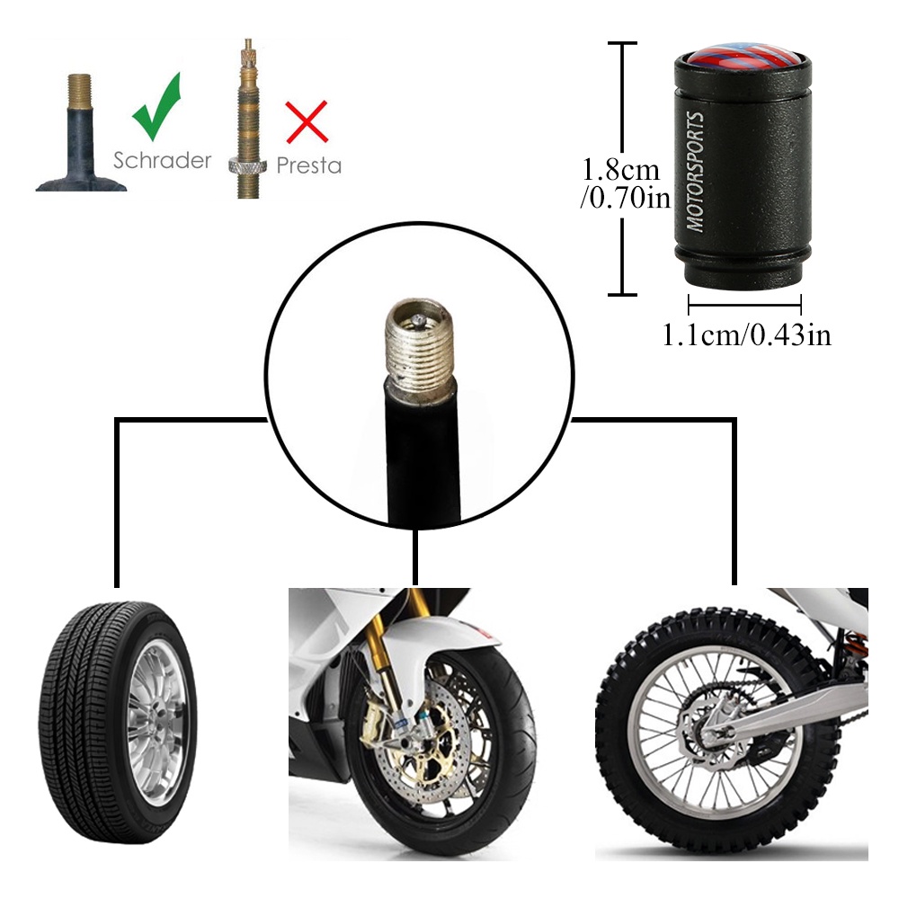 4buahbuah/lot Tutup Klep Batang Ban Mobil Aluminium Anti Debu Tire Wheel Stem Air Valve Caps Untuk Mobil Sepeda Motor