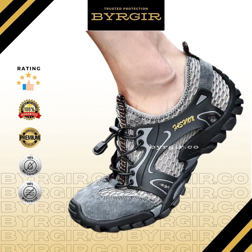 BYRGIR Sepatu Trekking Fashion Mendaki Hiking Touring Ringan Import Tali Outdoor Hiking Casual Shoes Gunung Mendaki Adventure Quick Dry Pria Wanita Breathable Sepatu Olahraga Pantai Touring Ringan Anti Air