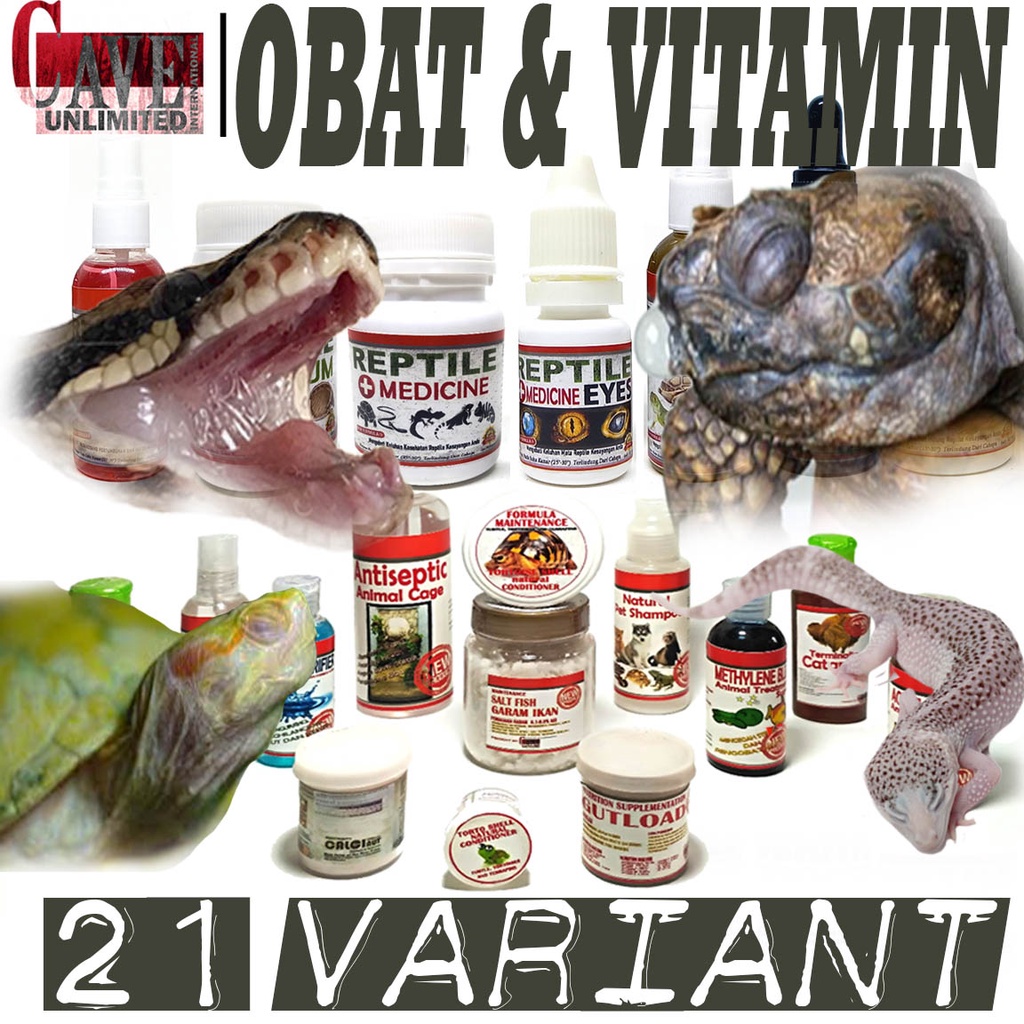 Jual OBAT VITAMIN 21 VARIAN REPTILE GECKO ULAR KURA TORTO SULCATA