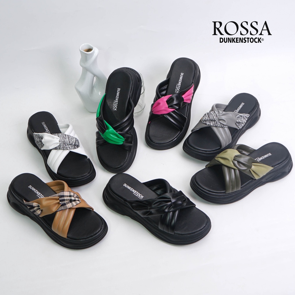 Dunkenstock ROSSA Sandal Wedges Wanita Kekinian Sendal Slop Cewek Hak Platform Casual Terbaru