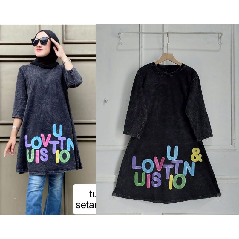 TUNIK COMBED WASHING//TUNIK KAOS HITAM//TUNIK LOUIS VITON LD 110