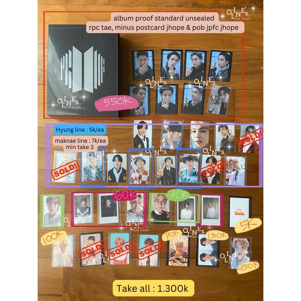 BTS Photocard (2) : jimin dilan,  suga memo 21 digicode