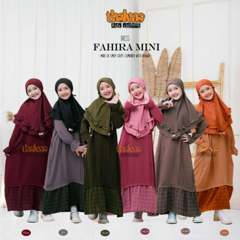 set baju gamis anak perempuan muslim dress fahira mini tln